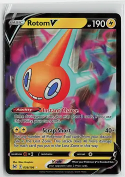 Pokemon Rotom V 058/196 SWSH11: Lost Origin Ultra Rare card NM - Image 1