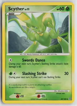 Pokemon Scyther 49/100 Stormfront LP card Normal - Image 1