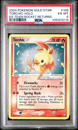 Torchic Gold Star - 108/109 - EX Team Rocket Returns Pokemon Card - PSA 6 - Image 1