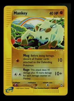 Mankey 92/147 Aquapolis 2002 Reverse Holo E-Series Vintage Pokemon Card TCG - Image 1