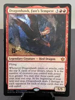 NM Prerelease Foil Dragonhawk, Fate's Tempest, MTG, Bloomburrow, Magic, 132 - Image 1