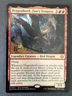 NM Prerelease Foil Dragonhawk, Fate's Tempest, MTG, Bloomburrow, Magic, 132 - Image 2