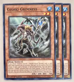 Yugioh! 3x Gishki Grimness PHHY-EN018 Common 1st Ed NM - Image 1