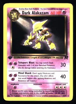 Pokemon TCG Dark Alakazam Card 18/82 First Edition Near Mint - Image 1