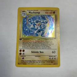 1st Edition Machamp 8/102 Holo Pokemon Card - Image 1