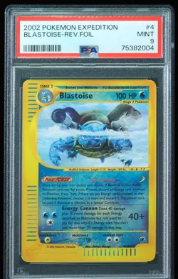 2002 Blastoise Reverse Foil #4 Pokemon Expedition PSA 9 Pokemon Card - Image 1
