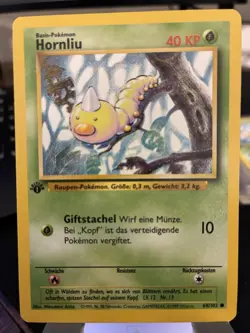 1st Edition Weedle (Hornliu) 69/102 - NM Near Mint German Base Set Pokemon Card - Image 1