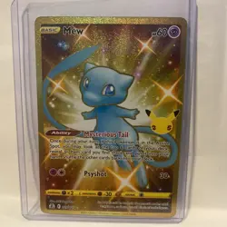 Pokemon TCG Mew 025/025 NM M Celebrations Full Art Ultra Rare Shiny Holo Card - Image 1