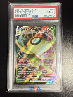 Celebi VMAX 008/198SWSH06: Sword & Shield Chilling Reign Holo Card PSA10 - Image 1