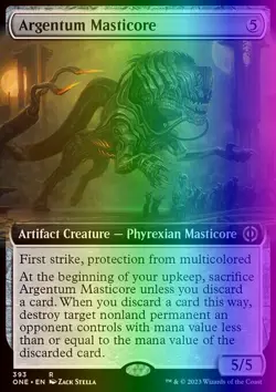 MTG Argentum Masticore (393/530) Phyrexia All Will Be One LP FOIL - Image 1