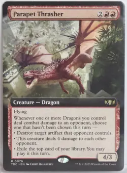 Parapet Thrasher [New, Near Mint] Extended Art {Tarkir: Dragonstorm} - Image 1