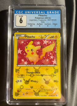 CGC 6 EX/NM Pokemon 2013 Pikachu RC7/RC25 Legendary Treasures Radiant Collection - Image 1