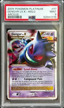 Pokemon Gengar Lv.X 97/99 PSA 9 Mint Platinum Arceus Holo Rare! 2009 Vintage - Image 1