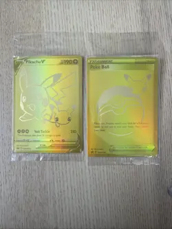 Pikachu v Gold and Pokeball SWSH145/SWSH146 Pokemon TCG Celebrations Sealed!! - Image 1