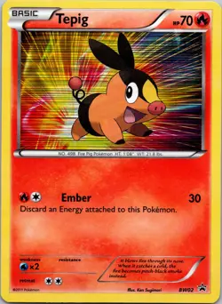 Tepig () BW02 Black and White Promos Holo LP / NM Pokemon TCG - Image 1