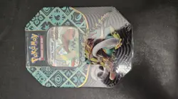 Pokemon TCG: Scarlet & Violet Paldean Fates Tin Great Tusk ex 4 Pack Tin Sealed - Image 1