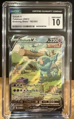 2021 Pokemon Sword and Shield Evolving Skies Golurk V #182 CGC 10 - Image 1