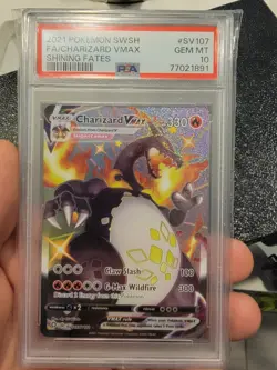 2021 POKEMON SWORD & SHIELD SHINING FATES #SV107 FULL ART/CHARIZARD VMAX PSA 10 - Image 1