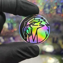 Entei Rainbow Holo Silver & Black Pokemon TCG Coin - Image 1