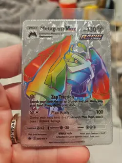 Metagross Vmax Silver Foil Fan Art Vinyl Textured Collector Pokemon Card - Image 1
