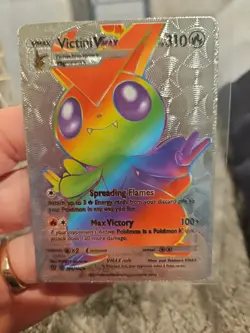 Victini Vmax Silver Foil Fan Art Vinyl Textured Collector Pokemon Card - Image 1