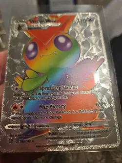 Victini Vmax Silver Foil Fan Art Vinyl Textured Collector Pokemon Card - Image 3