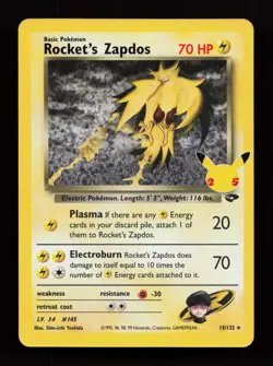 Rocket's Zapdos 15/132 Celebrations: Classic Collection Pokemon Card - Image 1