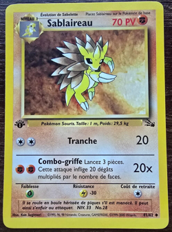 Pokemon Card No.41/62 Sablaireau (Sandslash) 1st Edition French Fossil N/M - Image 1