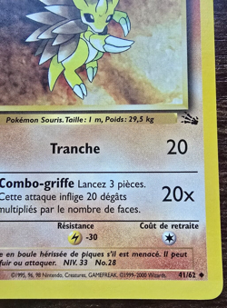Pokemon Card No.41/62 Sablaireau (Sandslash) 1st Edition French Fossil N/M - Image 4