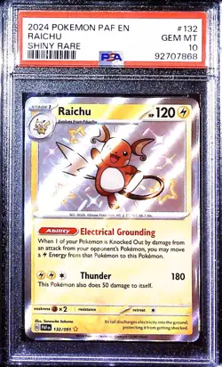 PSA 10 Raichu 132/091 Paldean Fates Shiny Holo Rare Pokemon Card - Image 1
