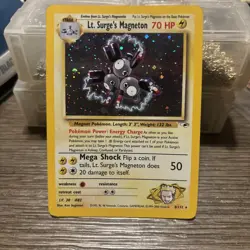 LT Surges Magneton 8/132 Gym Heroes Holo Rare Vintage Pokemon TCG Card - Image 1