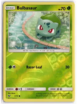 Pokemon TCG Bulbasaur 1/73 Sun & Moon Shining Legends Reverse Holo - Image 1