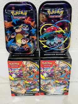 Pokemon TCG Mega Evolution Booster Bundle Box (2) & Mini Tin (2) Lot - Image 1