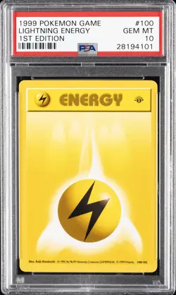 1999 POKEMON BASE SET 1ST EDITION #100 LIGHTNING ENERGY PSA 10 - Image 1