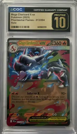 CGC 10 Pristine - Mega Charizard X ex 013/094 Pokemon Phantasmal Flames English - Image 1
