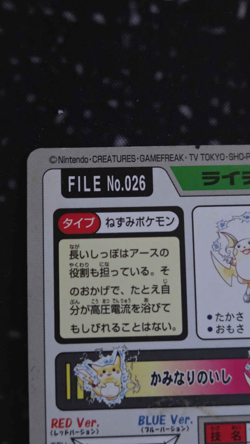 Raichu - File #26 - 1997 Pocket Monsters Cardass - LP - Image 3