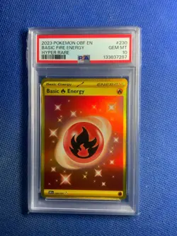 2023 BASIC FIRE ENERGY POKEMON OBF EN-OBSIDIAN FLAMES HYPER RARE PSA 10 - Image 1