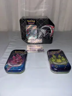 Pokemon TCG Paldean Fates Iron Treads Ex tin (plastic tear) 2 mini tin-9 paldean - Image 1