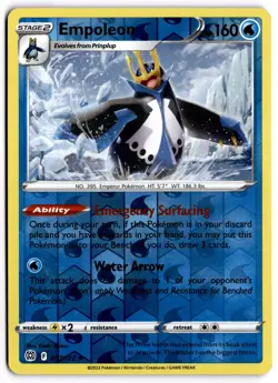 Pokemon TCG Empoleon Sword & Shield: Brilliant Stars 037/172 Reverse Holo Rare - Image 1