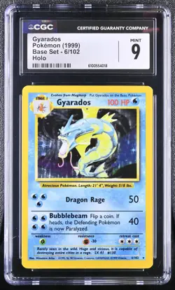 POKEMON 1999 Base Set Unlimited GYARADOS 6/102 CGC 9 ⭐MINT⭐ -VINTAGE-Holo- - Image 1