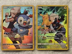 Pokemon Piplup 239/236 SR Cosmic Eclipse, and Pikachu TG05/TG30 Lost Origin NM/M - Image 1