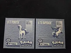Ponyta #77 Rapidash #78 Pokemon 1999 Artbox Series 1 Sticker Set Evolution NM - Image 2