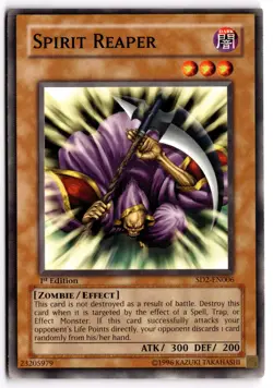 Yugioh TCG Spirit Reaper SD2-EN006 Zombie Madness 1st Edition Light Play - Image 1