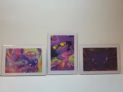 Haunter, Fluttermane, Mismagius Pokemon Polaroid Style Art Cards - Image 1