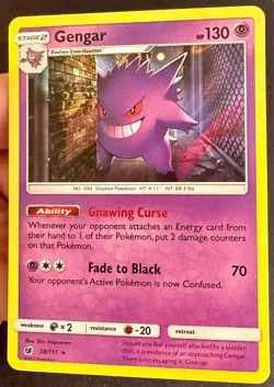 Gengar 38/111 2017 Crimson Invasion Pokemon Card TCG Nintendo Holo Rare - Nm - Image 2