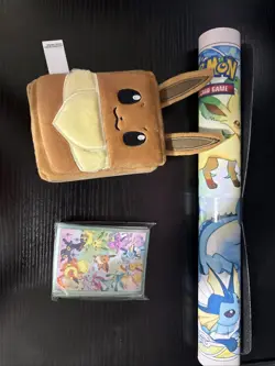Pokemon Prismatic Evolutions Eevee Deck Box Sleeves Playmat NO CARDS - Image 1