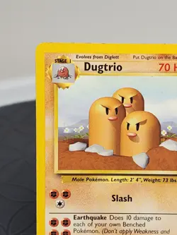 Dugtrio Pokemon Card Vintage Base Set Rare Trading Card Near MINT - Image 2