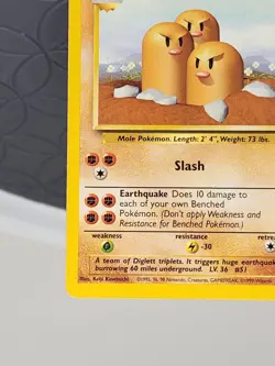 Dugtrio Pokemon Card Vintage Base Set Rare Trading Card Near MINT - Image 4