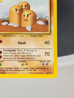 Dugtrio Pokemon Card Vintage Base Set Rare Trading Card Near MINT - Image 5