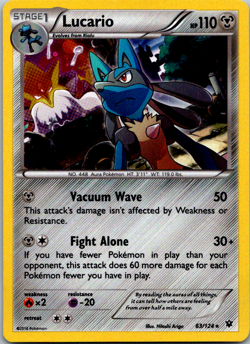Lucario 63/124 XY Fates Collide 2016 Cosmos Holo Rare Pokemon TCG Card - NM - Image 1